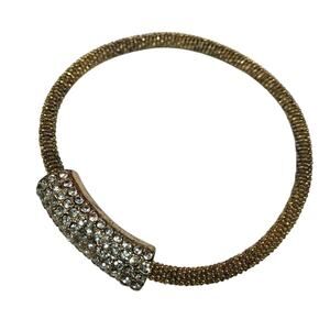 Vintage Elegant Bracelet Rhinestones Gold-Tone Beaded 7" Magnetic Clasp